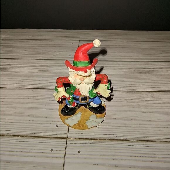 Enesco Vintage Go West Cowboy Santa Claus Figurine Christmas Holiday Decor 1994 - Picture 1 of 10